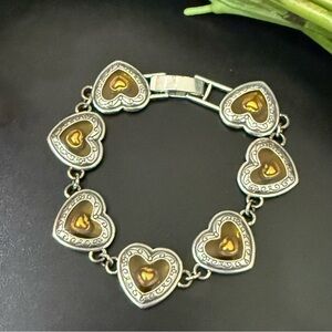 Retired BRIGHTON Free Floating  Hearts Lucite Heart Links 7.75” Bracelet 30g.